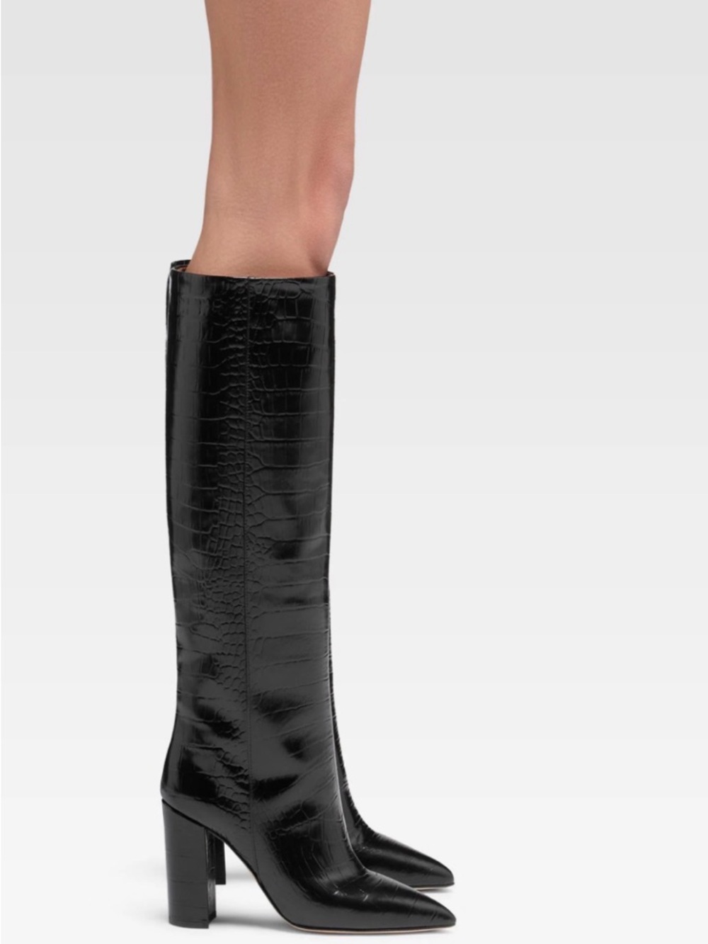 H&M Croc-Embossed Knee-High Boots Size 39 | Pointed Toe | Luxe Minimalist